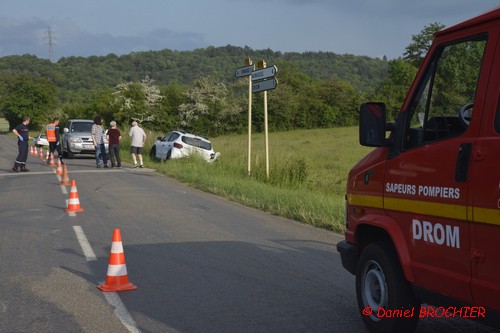 Lire la suite à propos de l’article Accident à Drom, au carrefour de la route de Montmerle : plus de peur que de mal